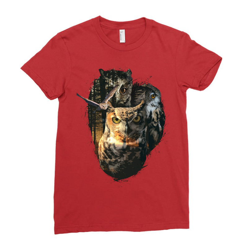 Forest Owl Master Wizzard Magician Funny Ladies Fitted T-Shirt by anteneteubeld | Artistshot