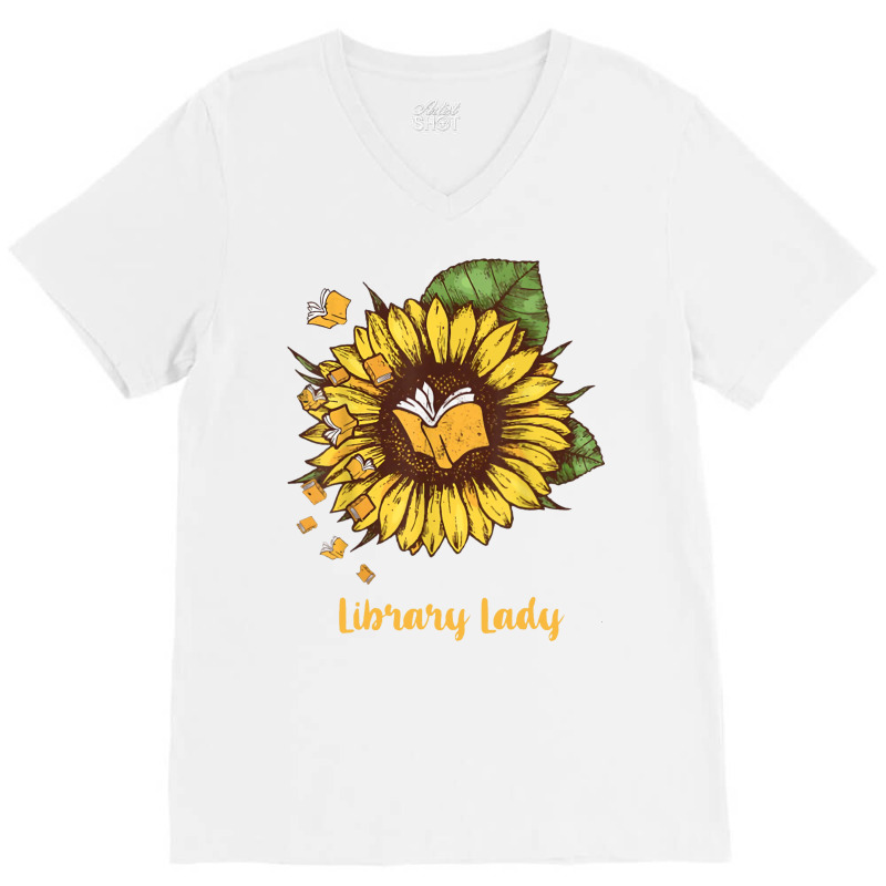 Library Lady Sunflower Library Lady V-Neck Tee by poholdelanic | Artistshot