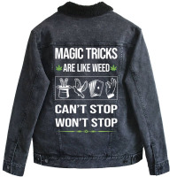 Funny Cant Stop Magic Tricks Quote Unisex Sherpa-lined Denim Jacket | Artistshot