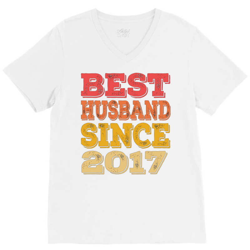 Best Husband Since 2017 Retro V-neck Tee | Artistshot