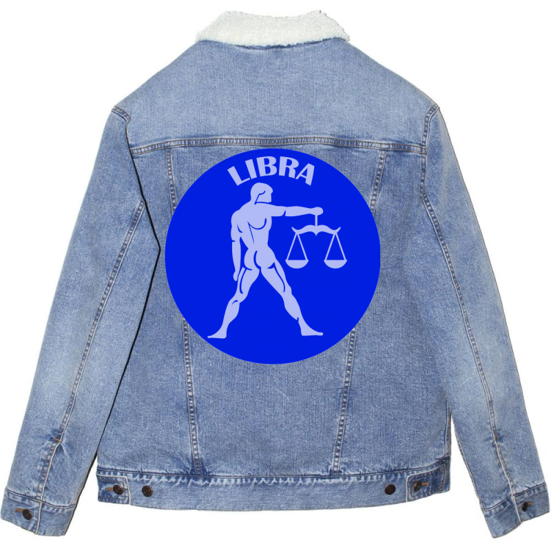 Libra Astrology Zodiac Sign Libra Man Holding Scal Unisex Sherpa-lined Denim Jacket | Artistshot