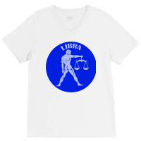 Libra Astrology Zodiac Sign Libra Man Holding Scal V-neck Tee | Artistshot