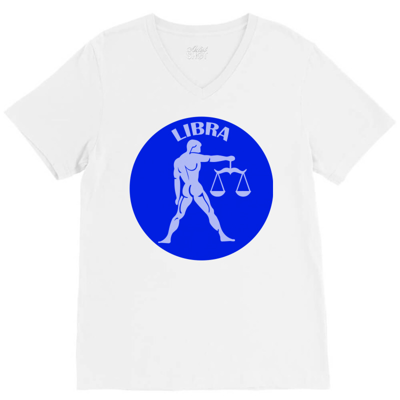 Libra Astrology Zodiac Sign Libra Man Holding Scal V-neck Tee | Artistshot