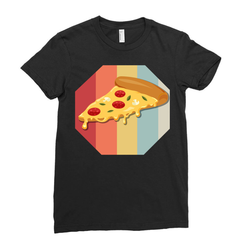 Slice Of Pizza Bistro Margarita Salami Cheese Fast Ladies Fitted T-Shirt by ChuArt. | Artistshot