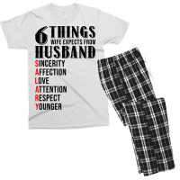 6 Things Wife Expects From Husband Funny Valentine Men's T-shirt Pajama Set | Artistshot