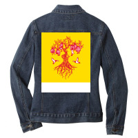 Barnacle Geese On The Tree Green Ladies Denim Jacket | Artistshot