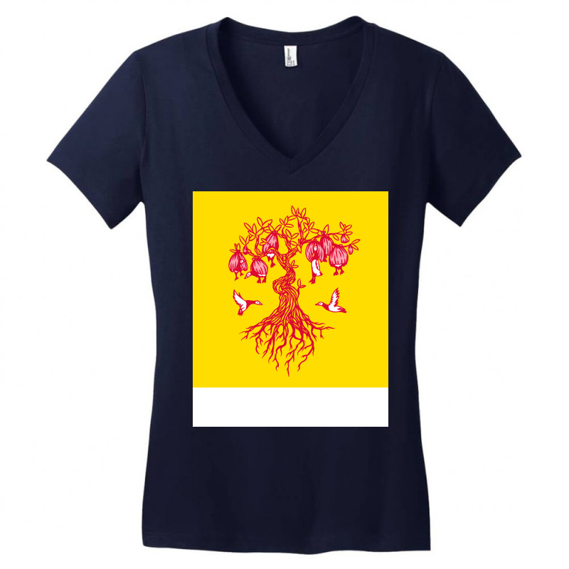 Barnacle Geese On The Tree Green Women's V-Neck T-Shirt by toptasratiehw | Artistshot