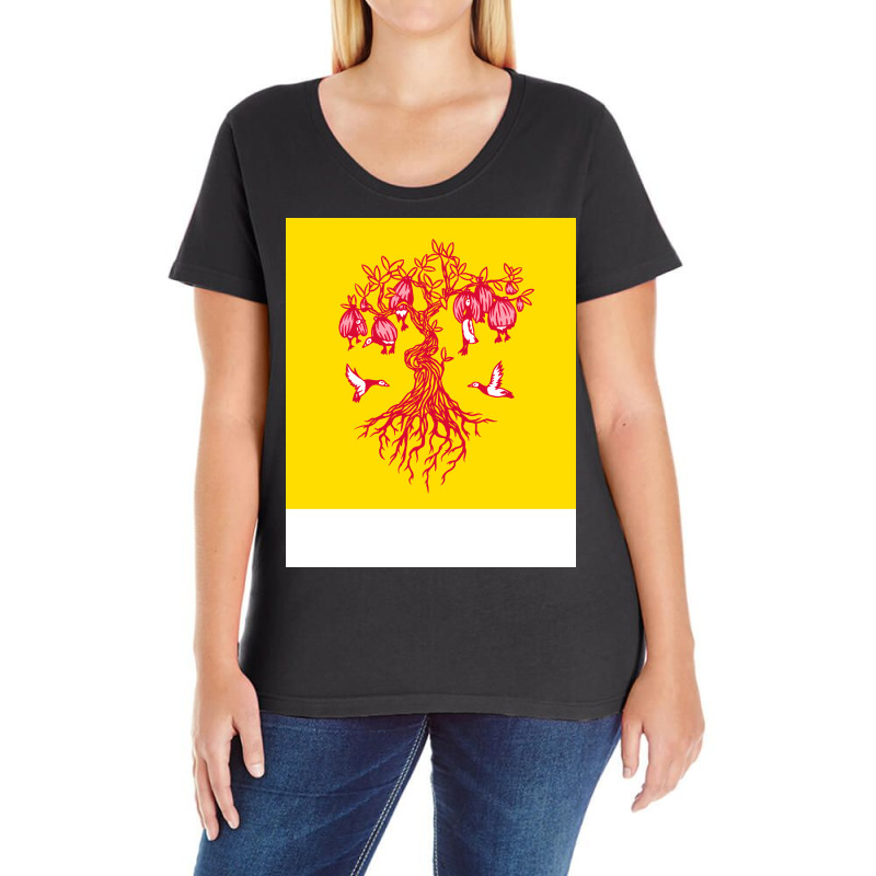 Barnacle Geese On The Tree Green Ladies Curvy T-Shirt by toptasratiehw | Artistshot