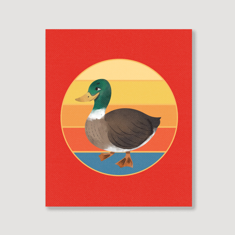 Cute Duck Vintage Retro Sunset Animal Lover Design Portrait Canvas Print | Artistshot