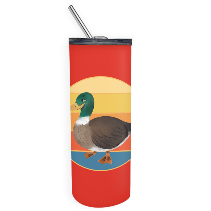 Cute Duck Vintage Retro Sunset Animal Lover Design Skinny Tumbler | Artistshot