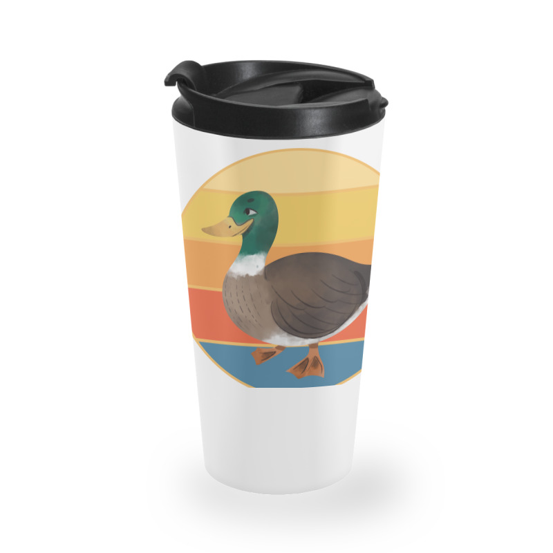 Cute Duck Vintage Retro Sunset Animal Lover Design Travel Mug | Artistshot