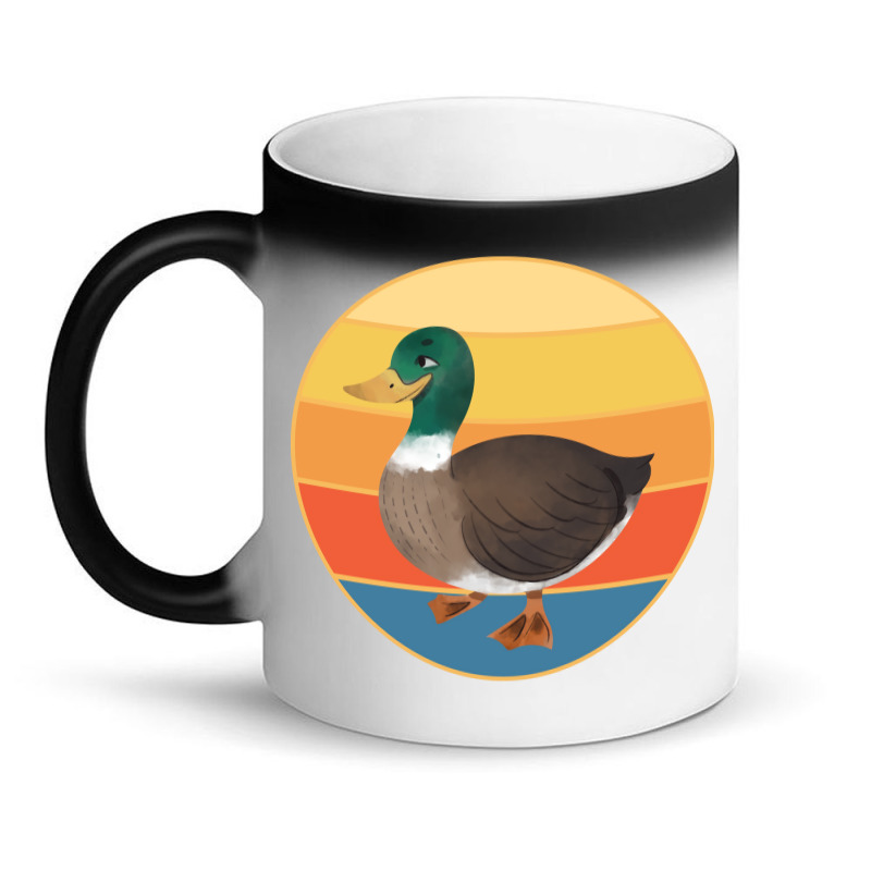 Cute Duck Vintage Retro Sunset Animal Lover Design Magic Mug | Artistshot