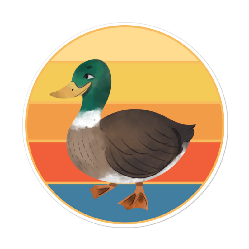 Cute Duck Vintage Retro Sunset Animal Lover Design Sticker | Artistshot