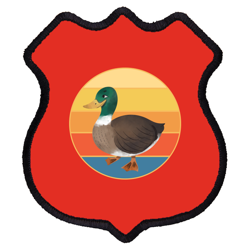 Cute Duck Vintage Retro Sunset Animal Lover Design Shield Patch | Artistshot