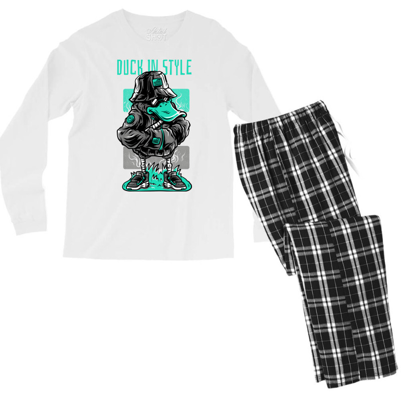 Awesome Duck In Style Design Music Men's Long Sleeve Pajama Set | Artistshot