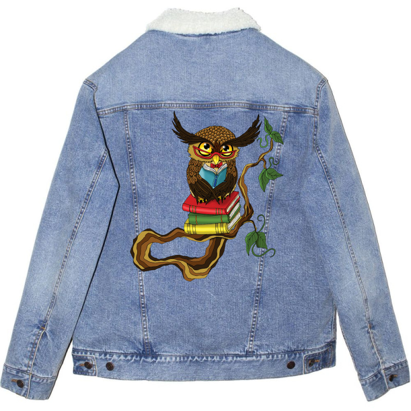 Mr Books Owl Trending Unisex Sherpa-Lined Denim Jacket by zekrinatorer | Artistshot