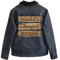 Wooden Sign Husband Yellow Unisex Sherpa-lined Denim Jacket | Artistshot