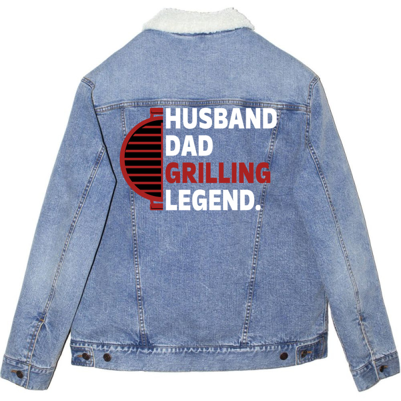 Husband Dad Grilling Legend Aesthetic Unisex Sherpa-Lined Denim Jacket by soyefkettieu | Artistshot