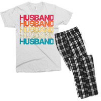 Husband Retro Vintage Sunset Distressed Typography Men's T-shirt Pajama Set | Artistshot