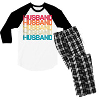 Husband Retro Vintage Sunset Distressed Typography Men's 3/4 Sleeve Pajama Set | Artistshot