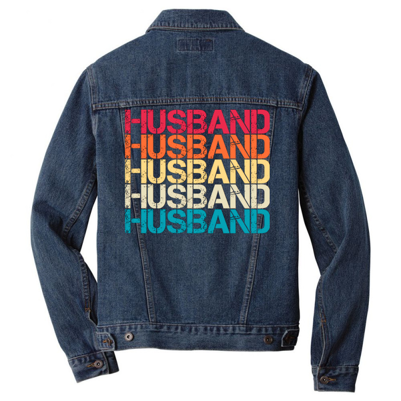 Husband Retro Vintage Sunset Distressed Typography Men Denim Jacket by soyefkettieu | Artistshot