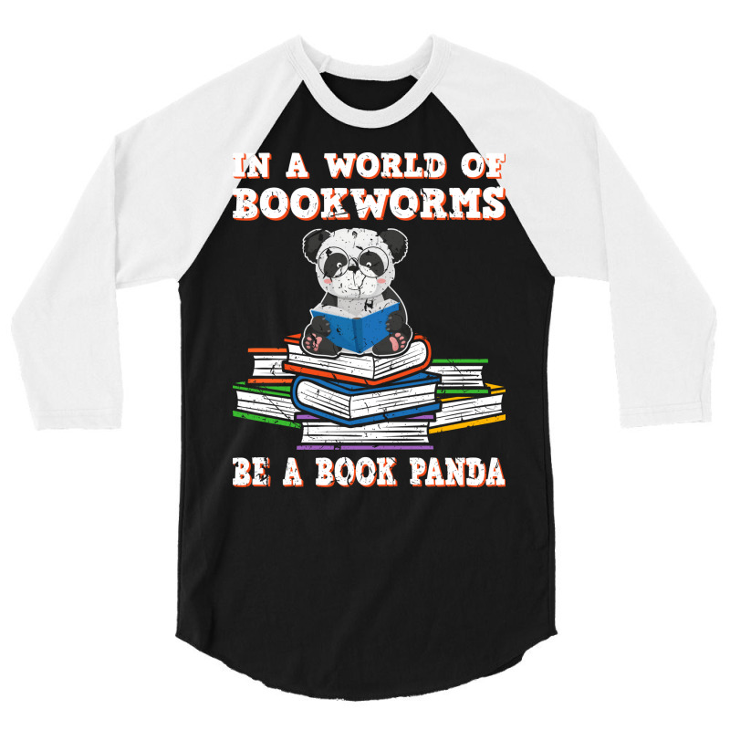 Bookworm Funny Reading Book Panda Reader Stars 3/4 Sleeve Shirt by alheklupsm | Artistshot