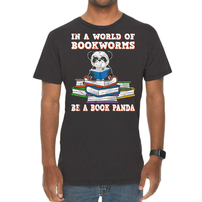 Bookworm Funny Reading Book Panda Reader Stars Vintage T-Shirt by alheklupsm | Artistshot