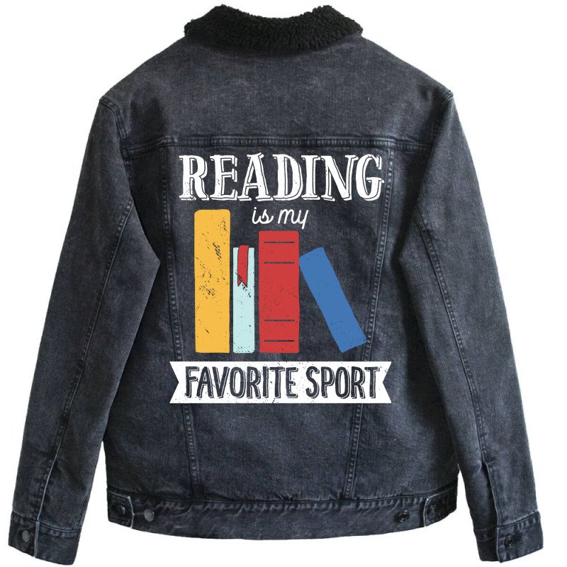 Book Lover  Reading Is My Favorite Sport Reader Re Unisex Sherpa-lined Denim Jacket | Artistshot