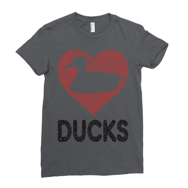 Duck In Red Heart Distressed Circles Design Summer Ladies Fitted T-Shirt by dirbeamzyanl | Artistshot