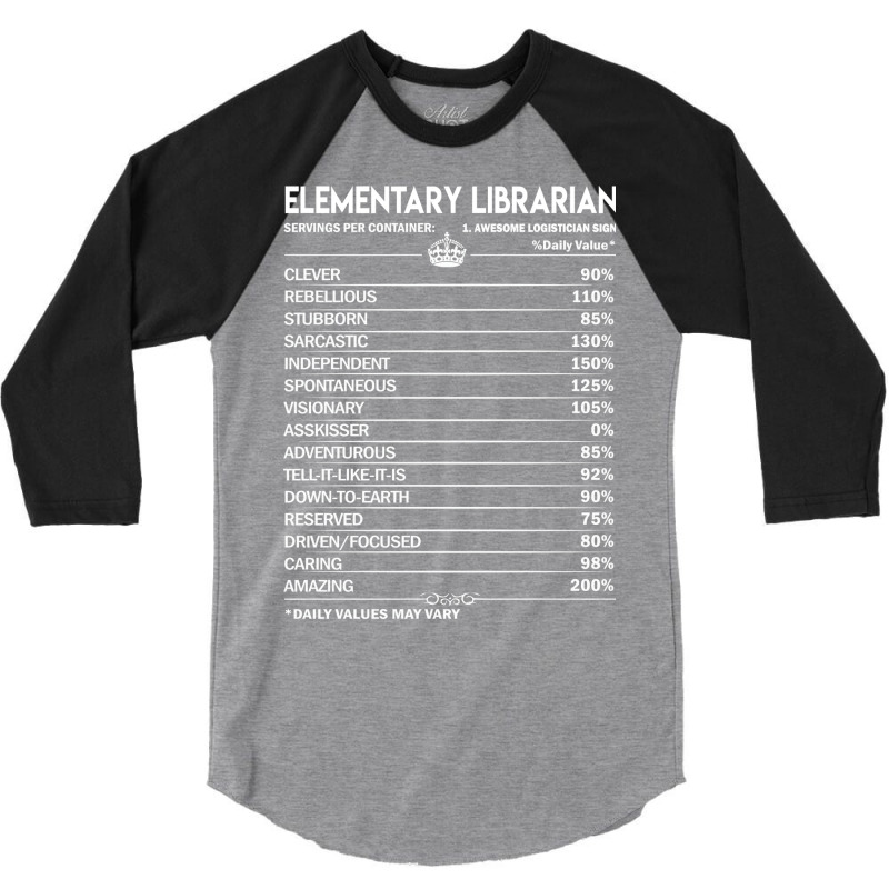 Elementary Librarian T  Elementary Librarian Facto 3/4 Sleeve Shirt | Artistshot