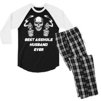 Best Asshole Husband Ever Funny Skull Husband Red Men's 3/4 Sleeve Pajama Set | Artistshot