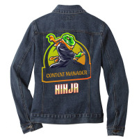 Content Manager Ninja Cool Ladies Denim Jacket | Artistshot