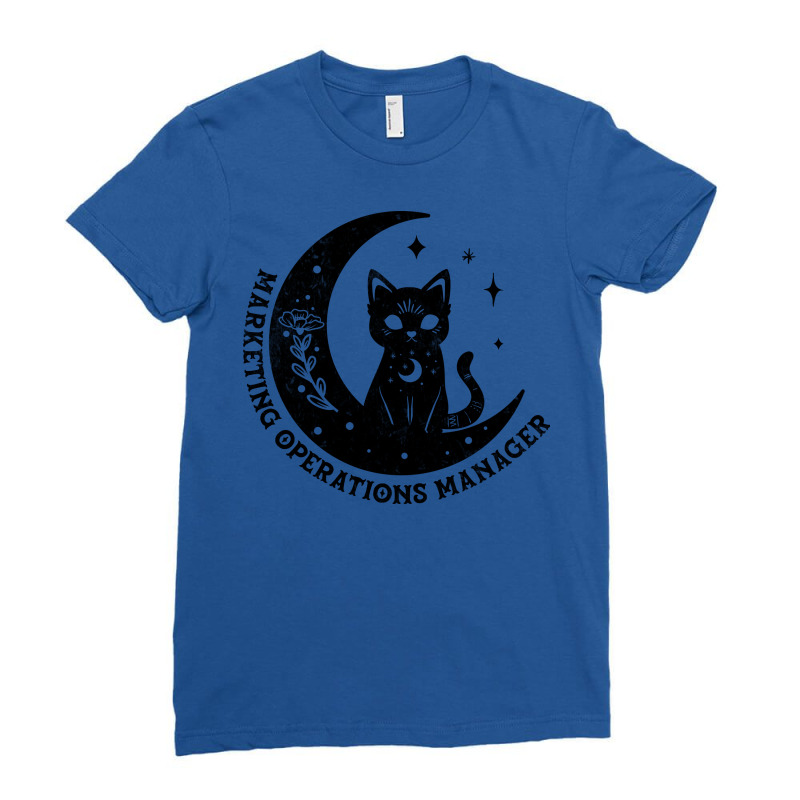 Marketing Operations Manager Magical Cat On Moon D Ladies Fitted T-Shirt by roeliedavao | Artistshot