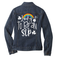 Lucky To Be An Slp St Patricks Day Speech Language Ladies Denim Jacket | Artistshot