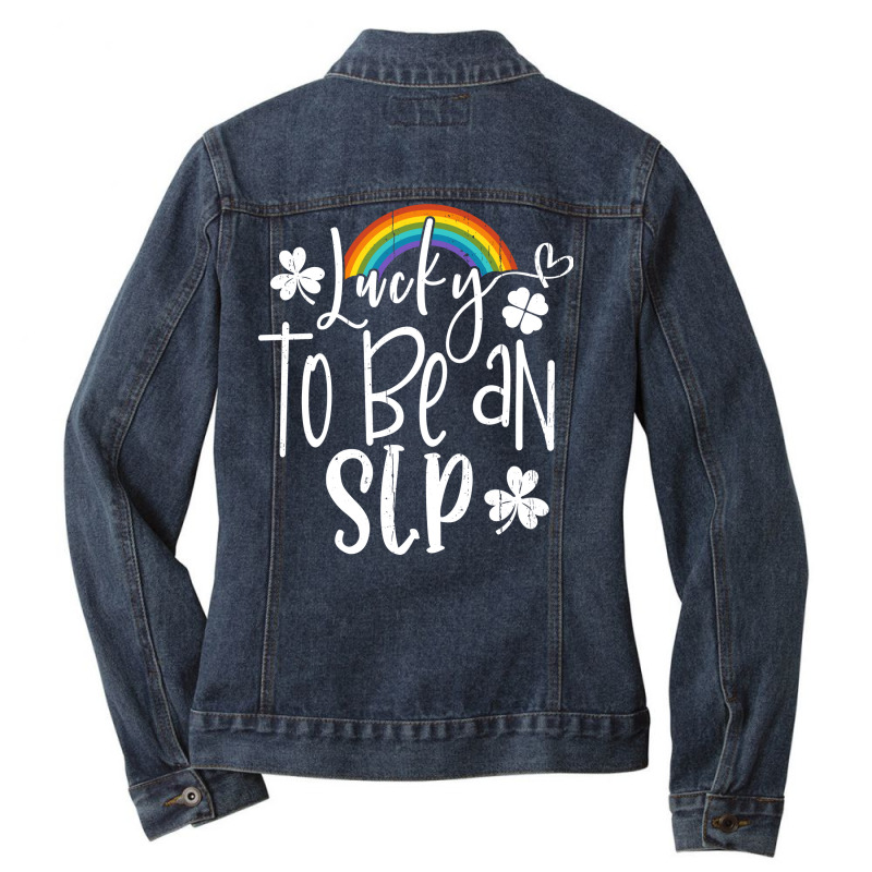 Lucky To Be An Slp St Patricks Day Speech Language Ladies Denim Jacket by gawuanafulz | Artistshot