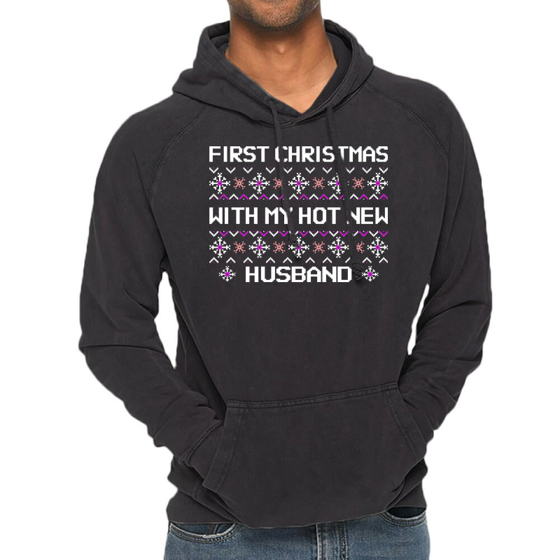 First Christmas With My Hot New Husband White Quot Vintage Hoodie | Artistshot