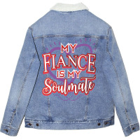 Fiance Soulmate Valentine Hipster Unisex Sherpa-lined Denim Jacket | Artistshot