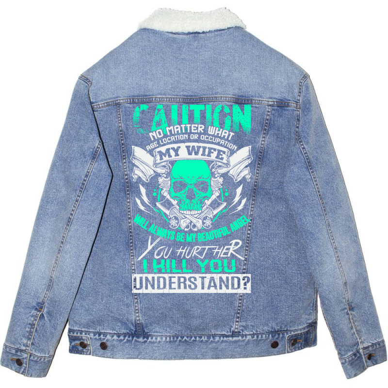 My Wife Will Always Be My Beautiful Angel Funny Unisex Sherpa-Lined Denim Jacket by dyrmaadnilb | Artistshot