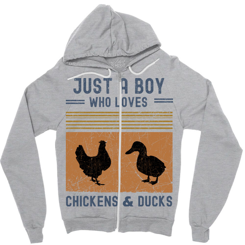 Just A Boy Who Loves Chickens And Ducks Retro Vint Zipper Hoodie | Artistshot