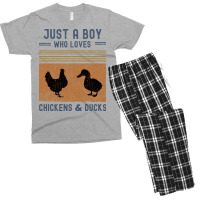 Just A Boy Who Loves Chickens And Ducks Retro Vint Men's T-shirt Pajama Set | Artistshot