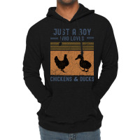 Just A Boy Who Loves Chickens And Ducks Retro Vint Lightweight Hoodie | Artistshot