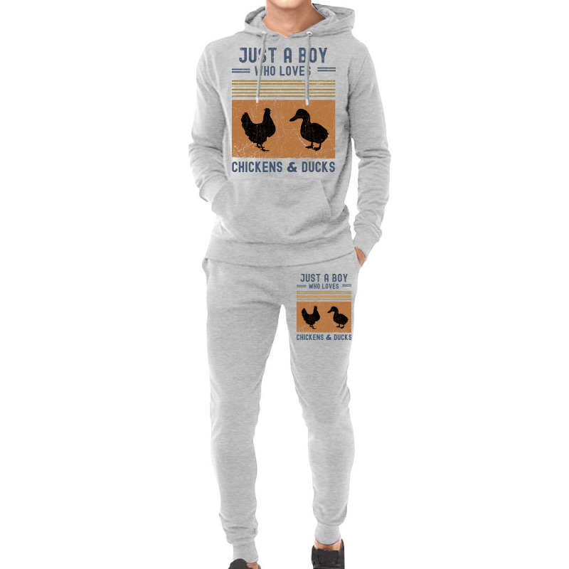 Just A Boy Who Loves Chickens And Ducks Retro Vint Hoodie & Jogger Set | Artistshot