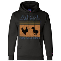 Just A Boy Who Loves Chickens And Ducks Retro Vint Champion Hoodie | Artistshot