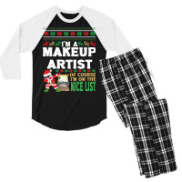 Makeup Artist  Ugly Christmas Makeup Artist Gift T Men's 3/4 Sleeve Pajama Set | Artistshot