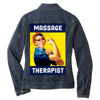 Massage Therapist Rosie The Riveter Poster Design Ladies Denim Jacket | Artistshot