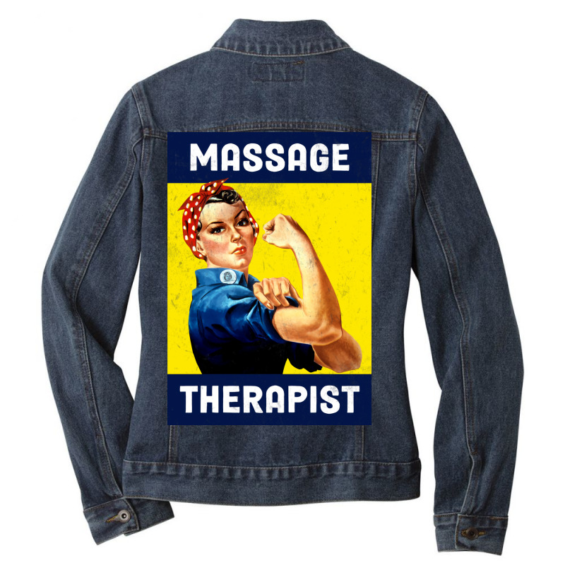 Massage Therapist Rosie The Riveter Poster Design Ladies Denim Jacket by paolisnelcisq | Artistshot