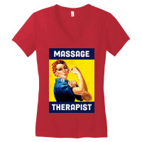 Massage Therapist Rosie The Riveter Poster Design Women's V-neck T-shirt | Artistshot