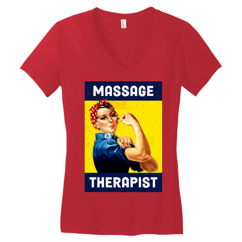 Massage Therapist Rosie The Riveter Poster Design Women's V-Neck T-Shirt by paolisnelcisq | Artistshot