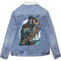 Ocean Sea Water Owl Unisex Sherpa-lined Denim Jacket | Artistshot