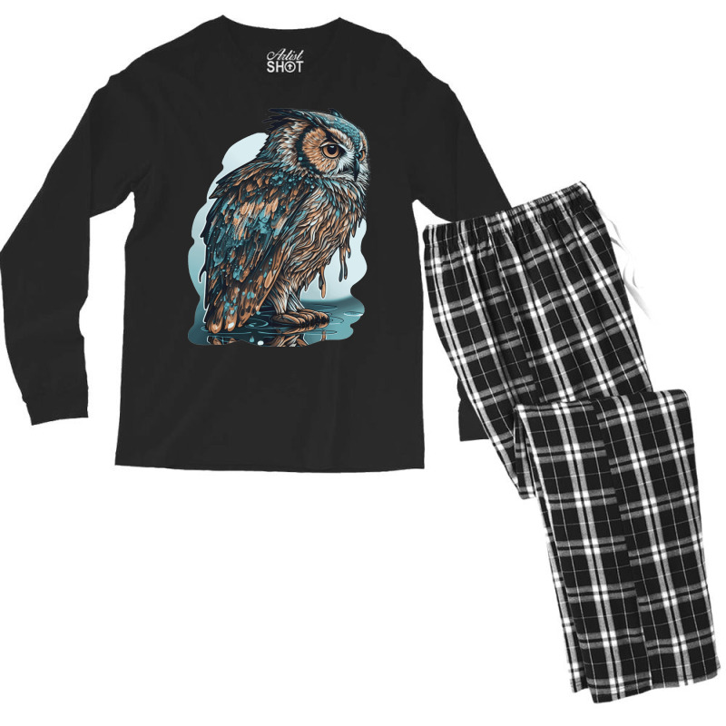 Ocean Sea Water Owl Men's Long Sleeve Pajama Set by UrielTurner100 | Artistshot